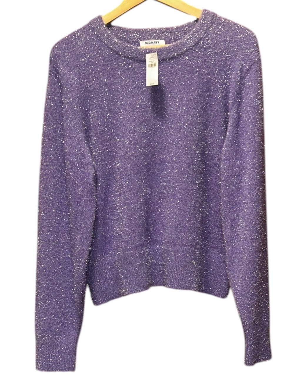 Old Navy Purple Metallic Crewneck Sweater